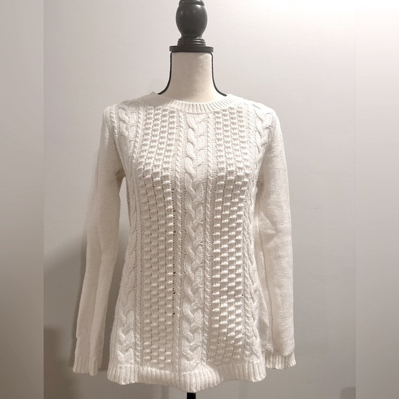 J. Crew Factory Ivory Cable Knit Sweater - Picture 3 of 7